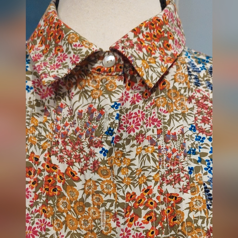 Jane and Delancey Red Orange Button Down Blouse - Picture 2 of 6